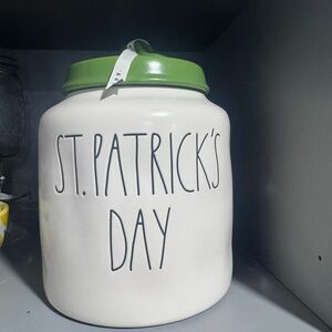 St. Patrick's Day Ceramic Jar with Green Lid
